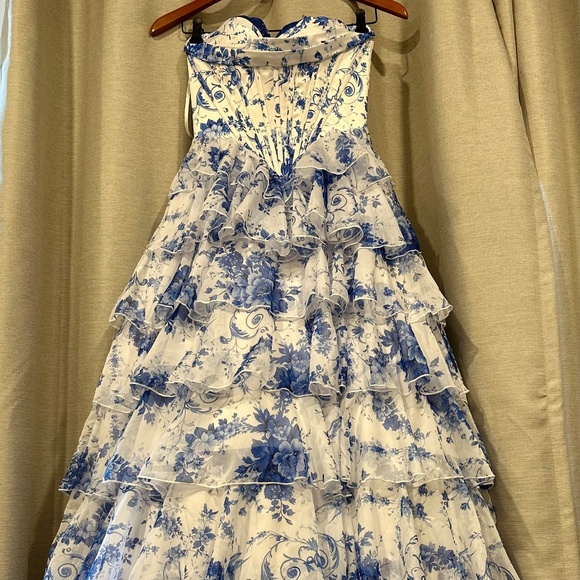 BABYONLINE STRAPLESS CHIFFON A-LINE PROM DRESS BLUE XS - Picture 4 of 15